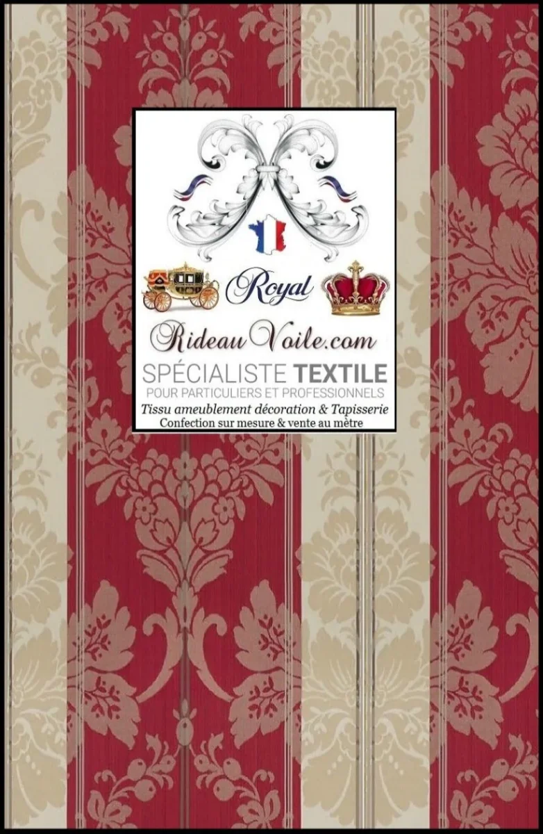 Textile ameublement non feu ignifuge Baroque rouge rayé mètre rideau – Image 2