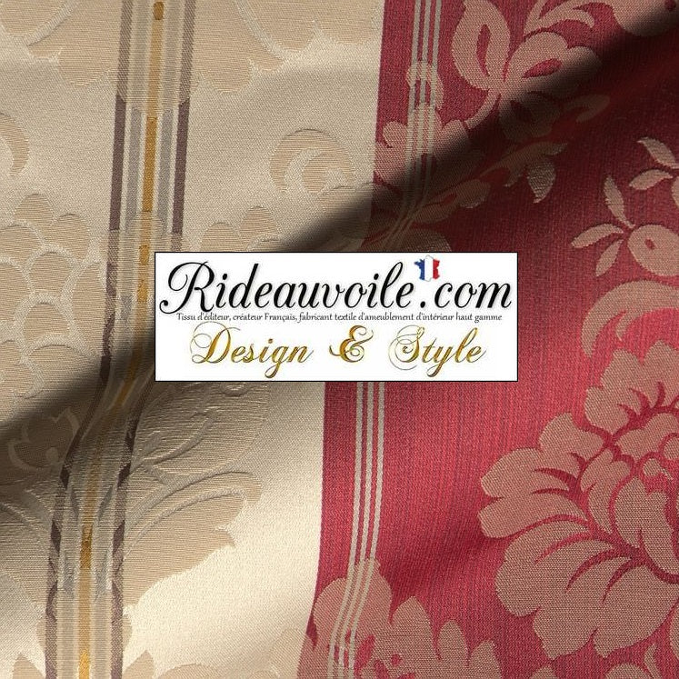 Textile ameublement non feu ignifuge Baroque rouge rayé mètre rideau – Image 3